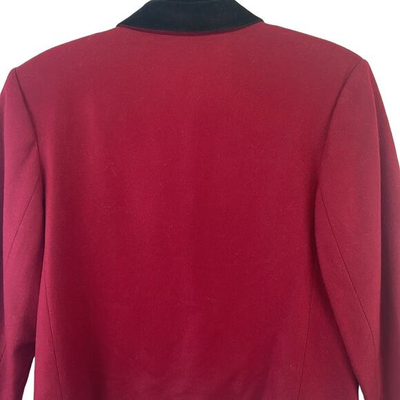 Koret Wool Red Black Velvet Collar Vintage 1 Button Two Pockets Lined Jacket 14 - Picture 4 of 14